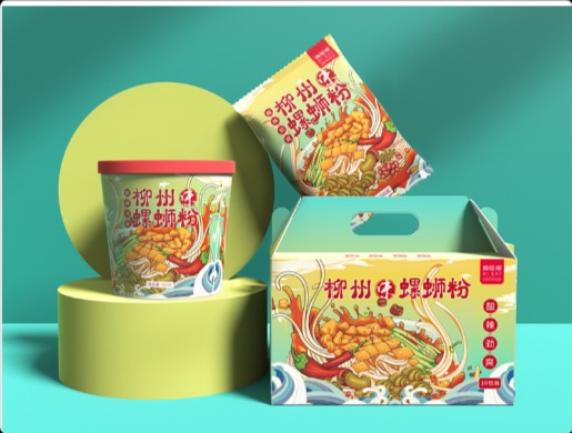 螺螄粉包裝設計-國潮插畫包裝設計-柳州螺螄粉包裝設計-食品包裝設計-包裝設計